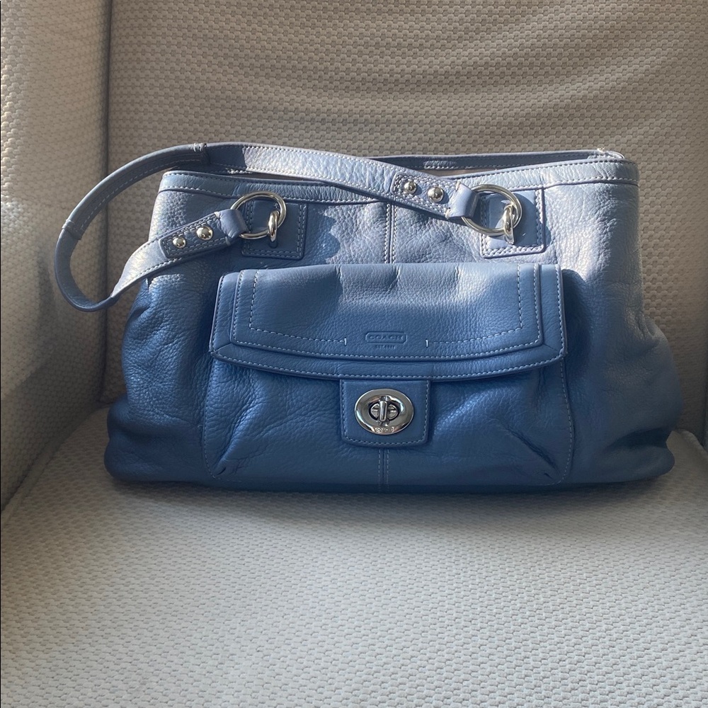 Coach Blue Leather Shoulder Bag - Picture 10 of 12